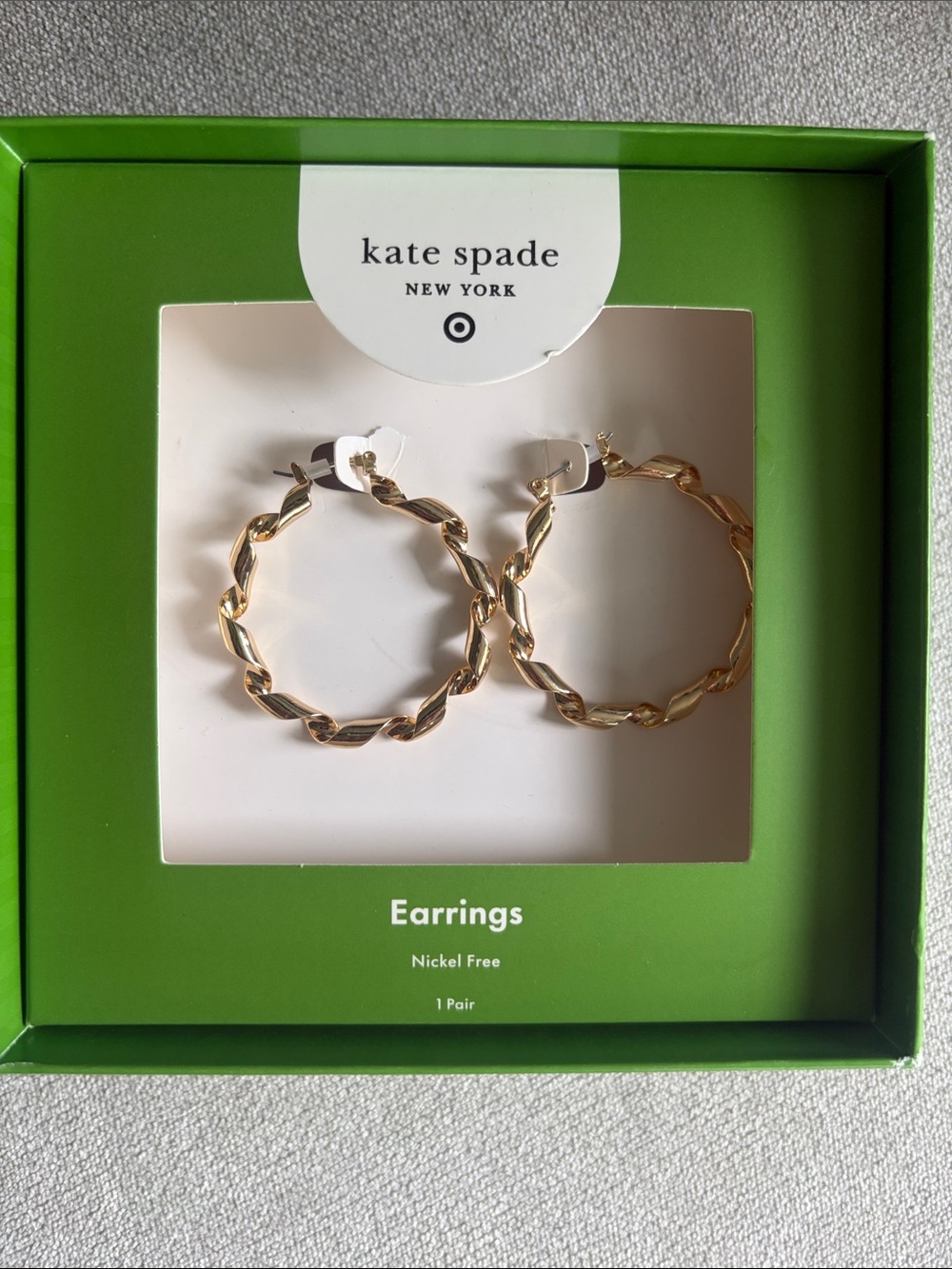 kate spade Gold Twisted Rope Hoop Earrings